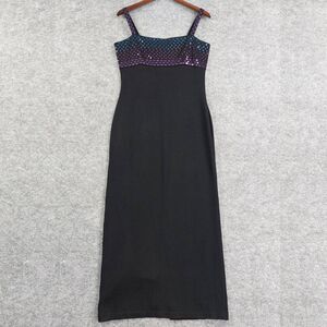 St. John Evening by Marie Gray Sz 10 Black Santana Knit Embellished Maxi Dress